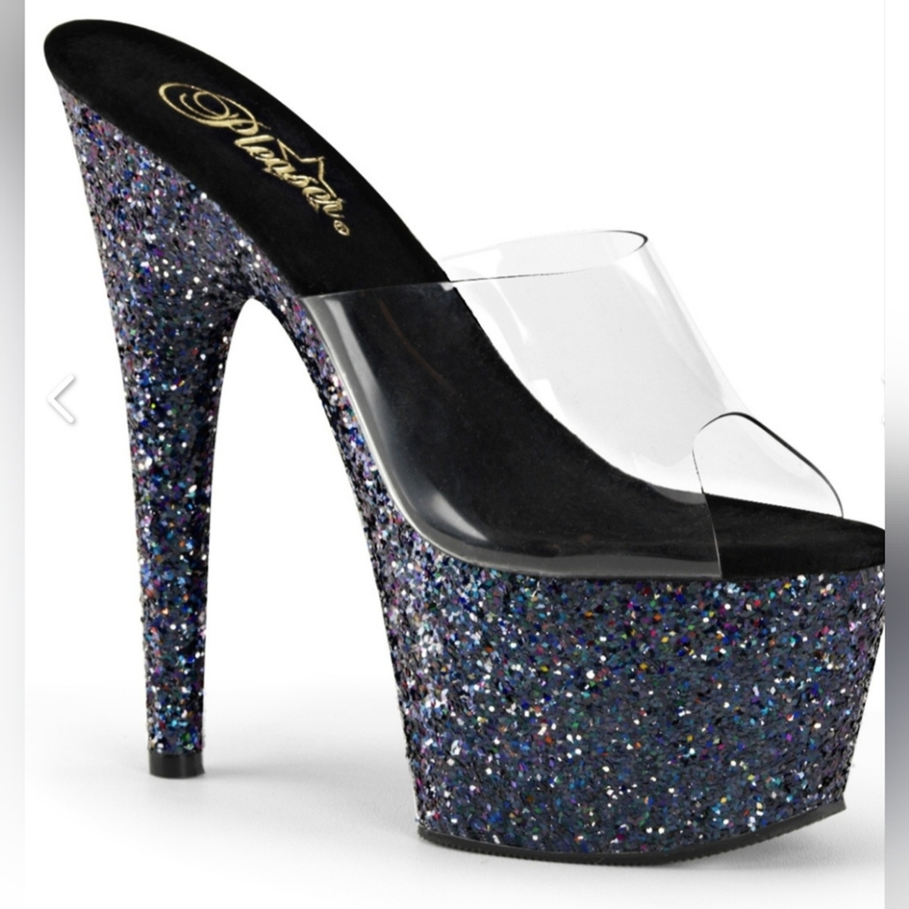 Pleaser | Adore-701LG, 7 Inch Hologram Glitter Exotic heels